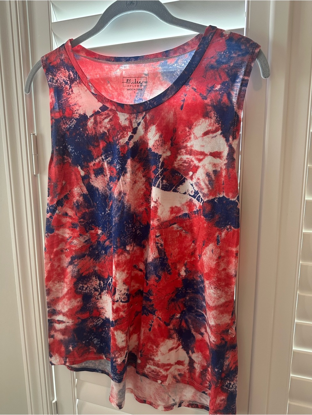 Miken Flow Red & Navy Tie-Dye Sleeveless Tank Top 4th of July Womens